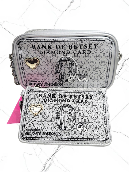 Betsey Johnson Handbags - Betsey Johnson Silver 'Bank of Betsey Diamond Card' Crossbody and Wallet Set